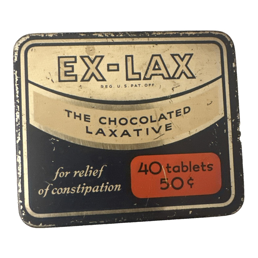 Vintage EX–LAX Metal Tin Originally 40 Tablets for 50 Cents